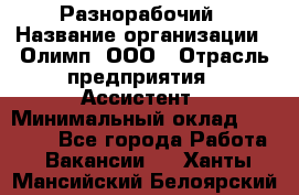 Разнорабочий › Название организации ­ Олимп, ООО › Отрасль предприятия ­ Ассистент › Минимальный оклад ­ 25 000 - Все города Работа » Вакансии   . Ханты-Мансийский,Белоярский г.